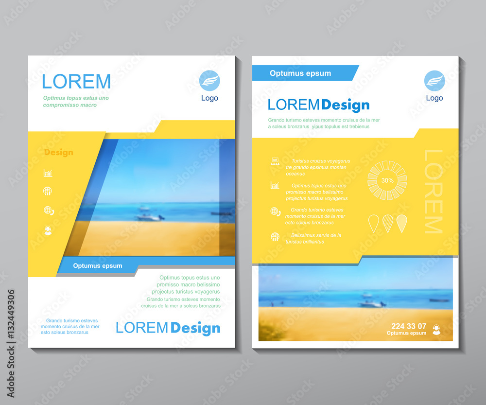 Vector brochure flyer design layout template in A4 size, traver magazine book cover or annual report design