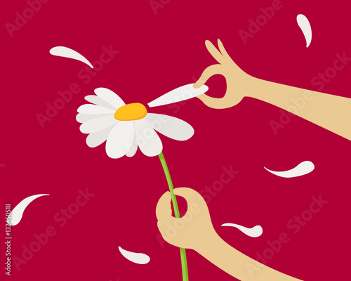Plucking off the petals of flower: loves or not loves me