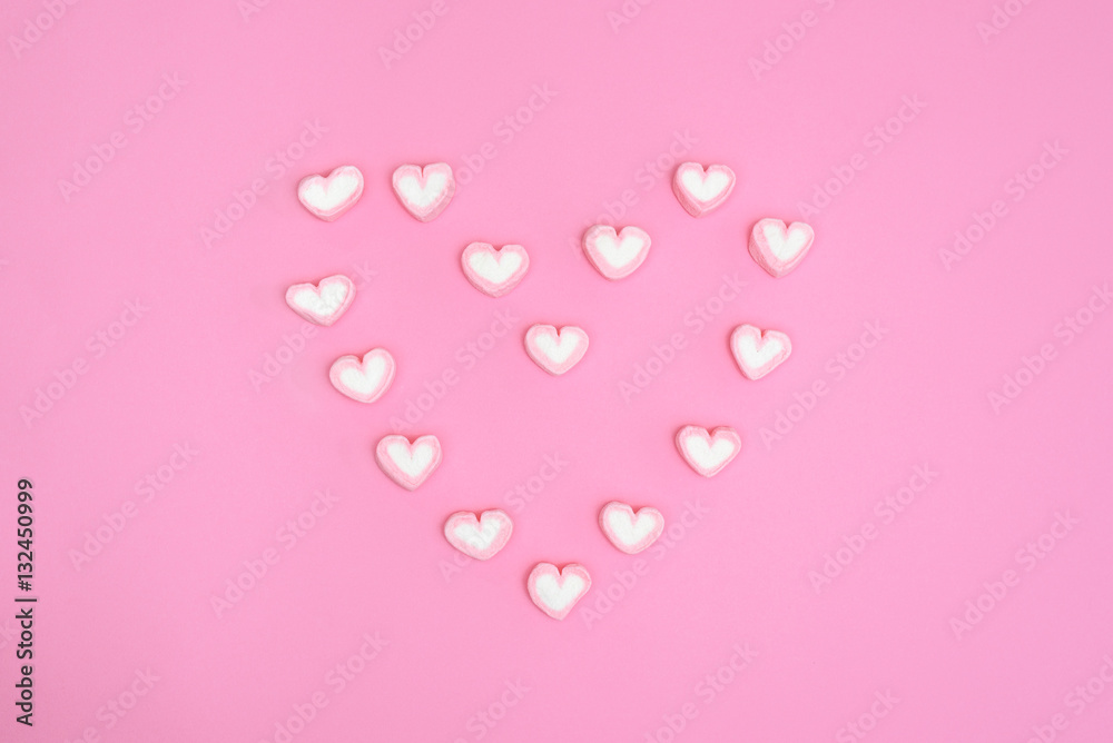 Sweet Heart Candy minimal style.Sweet heart candy  on pink backg