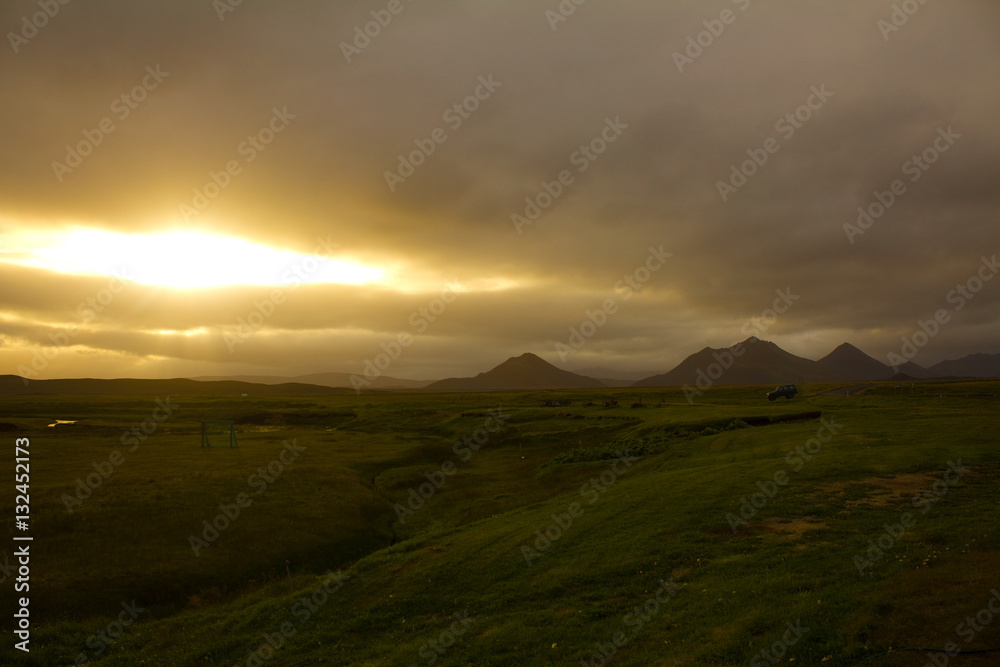 Sunset in Moedrudalur, Iceland