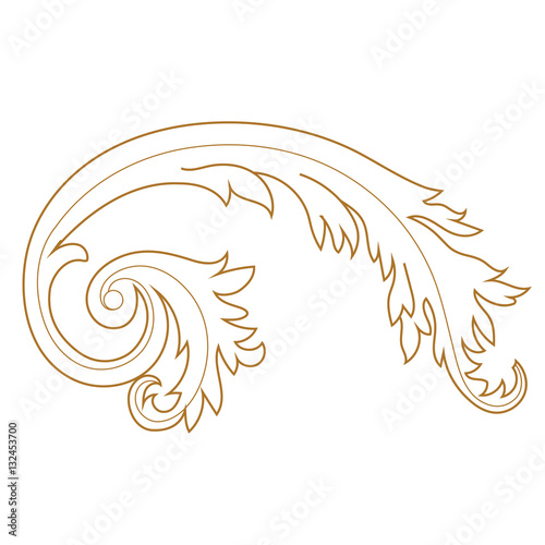 Golden vintage baroque ornament, corner. Retro pattern antique style acanthus. Decorative design element filigree calligraphy vector. - stock vector