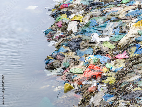 Trash in the river photo