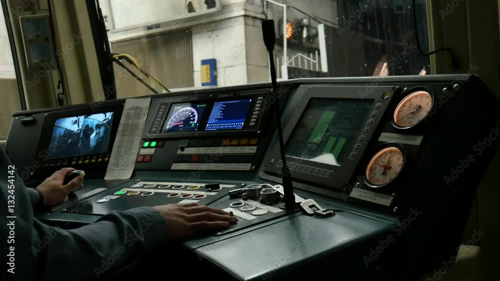 driver's cab and the remote control subway train driver's cab and the remote control subway train