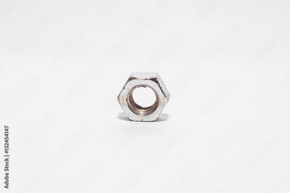 Used old bolts and nuts with isolated white background for commercial Used old bolts and nuts with isolated white background for commercial