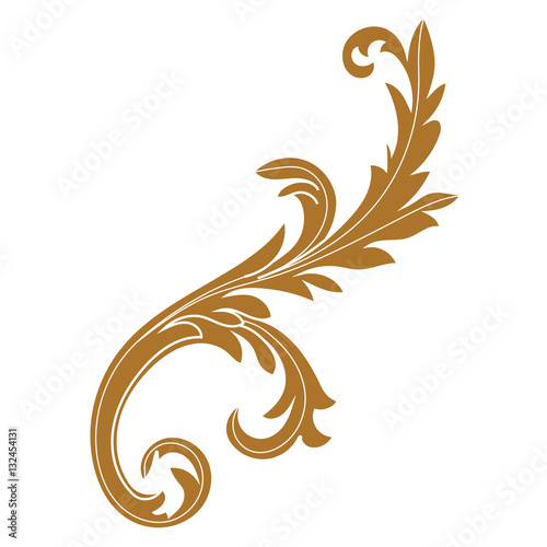 Golden vintage baroque ornament, corner. Retro pattern antique style acanthus. Decorative design element filigree calligraphy vector. - stock vector photo