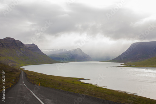 Street in the western fjords, Iceland, Europe