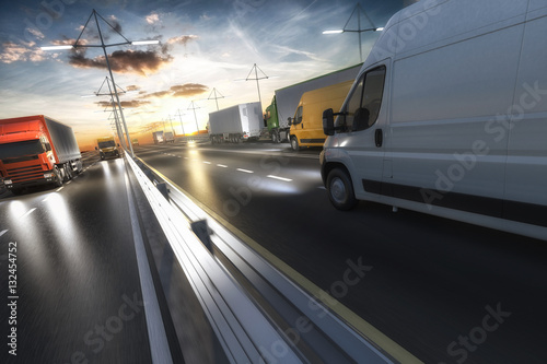 3D rendering of generic transportation concept at dawn