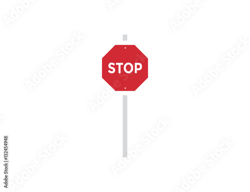 Vector flat stop road sign icon
