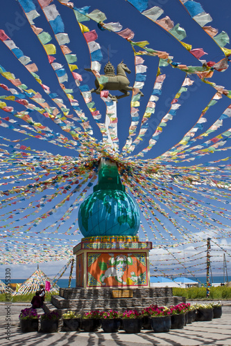 Prayer flags tower, Qinghai Lake, Tibet, PR China