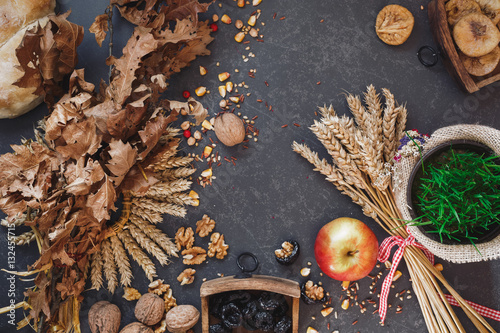 Orthodox Christmas eve traditions, rustic surface