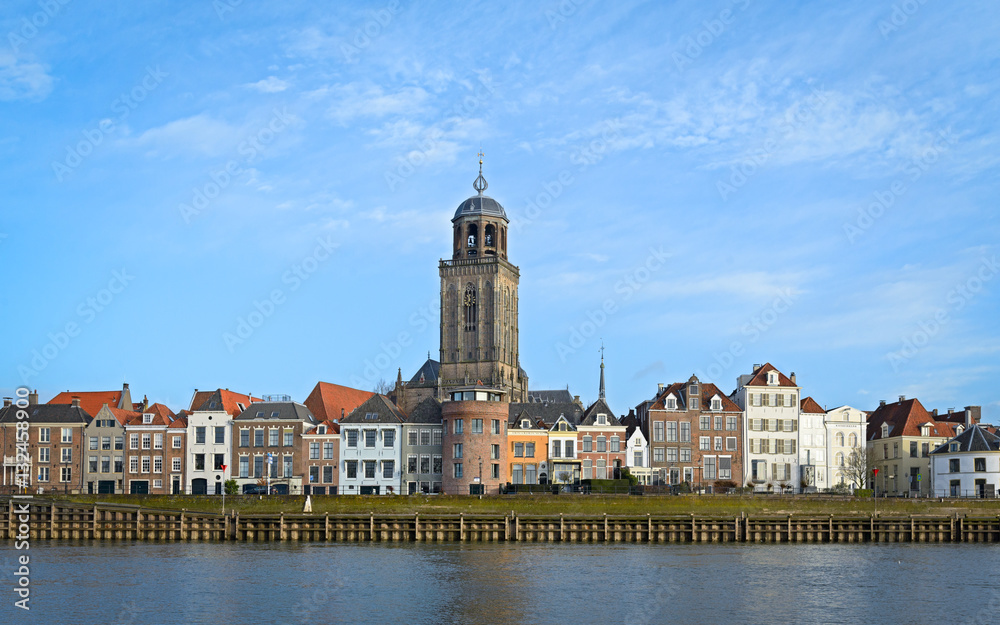 View of the medieval Dutch city Deventer with the Great Church