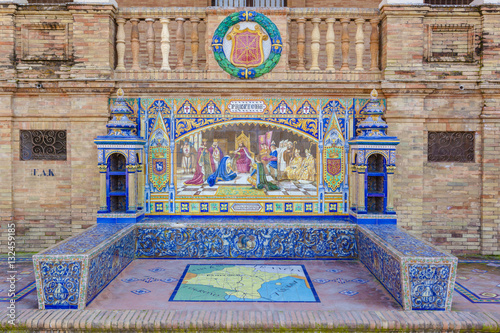 Pamplona Province, Glazed tiles bench at Spain Square, Seville