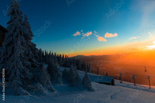 Amazing sunset in carpathian mountains © somra