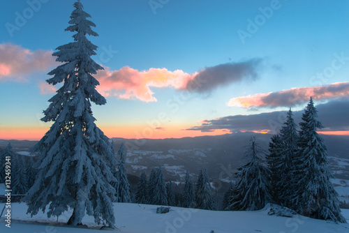 Amazing sunset in carpathian mountains