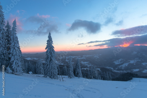Amazing sunset in carpathian mountains