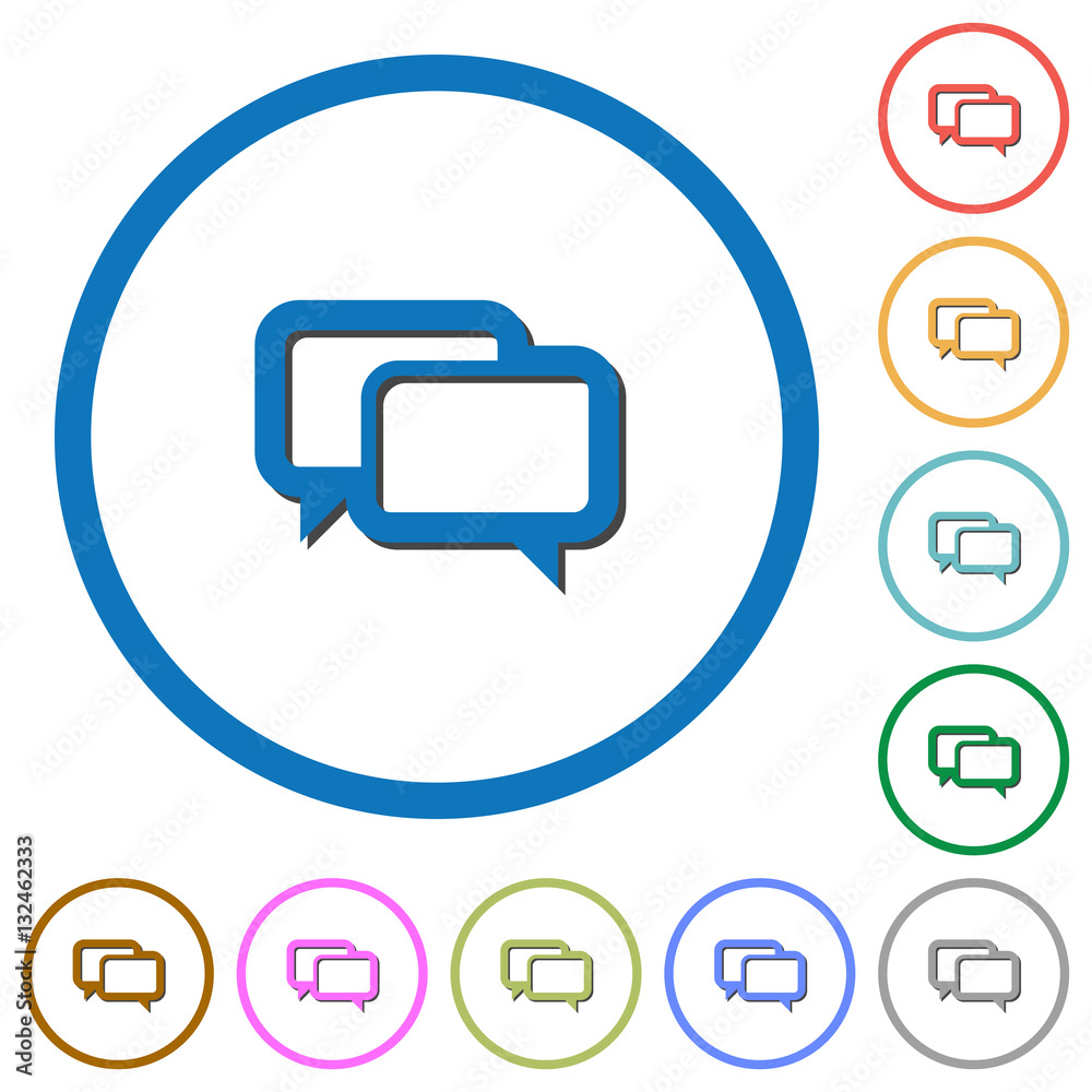 Chat bubbles icons with shadows and outlines Chat bubbles icons with shadows and outlines