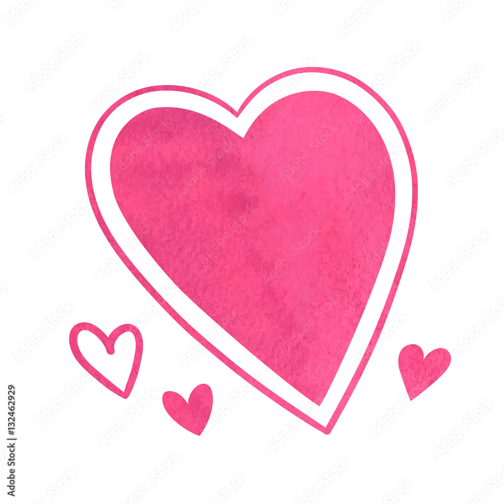 Pink watercolor hearts. 