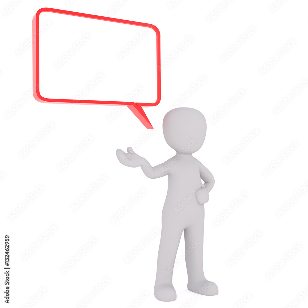 Cartoon Figure with Red Conversation Bubble Cartoon Figure with Red Conversation Bubble