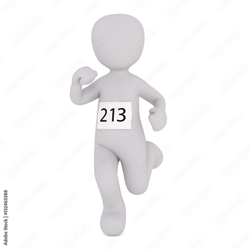 Cartoon Runner Wearing Number 213 in Marathon Race Cartoon Runner Wearing Number 213 in Marathon Race