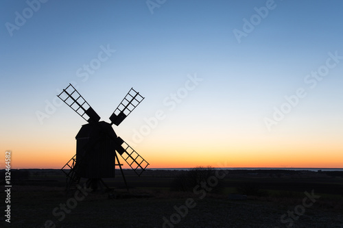 Old windmill silhouette