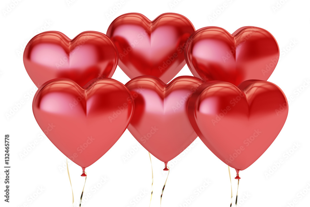 Valentines Day Heart Balloons, 3D rendering