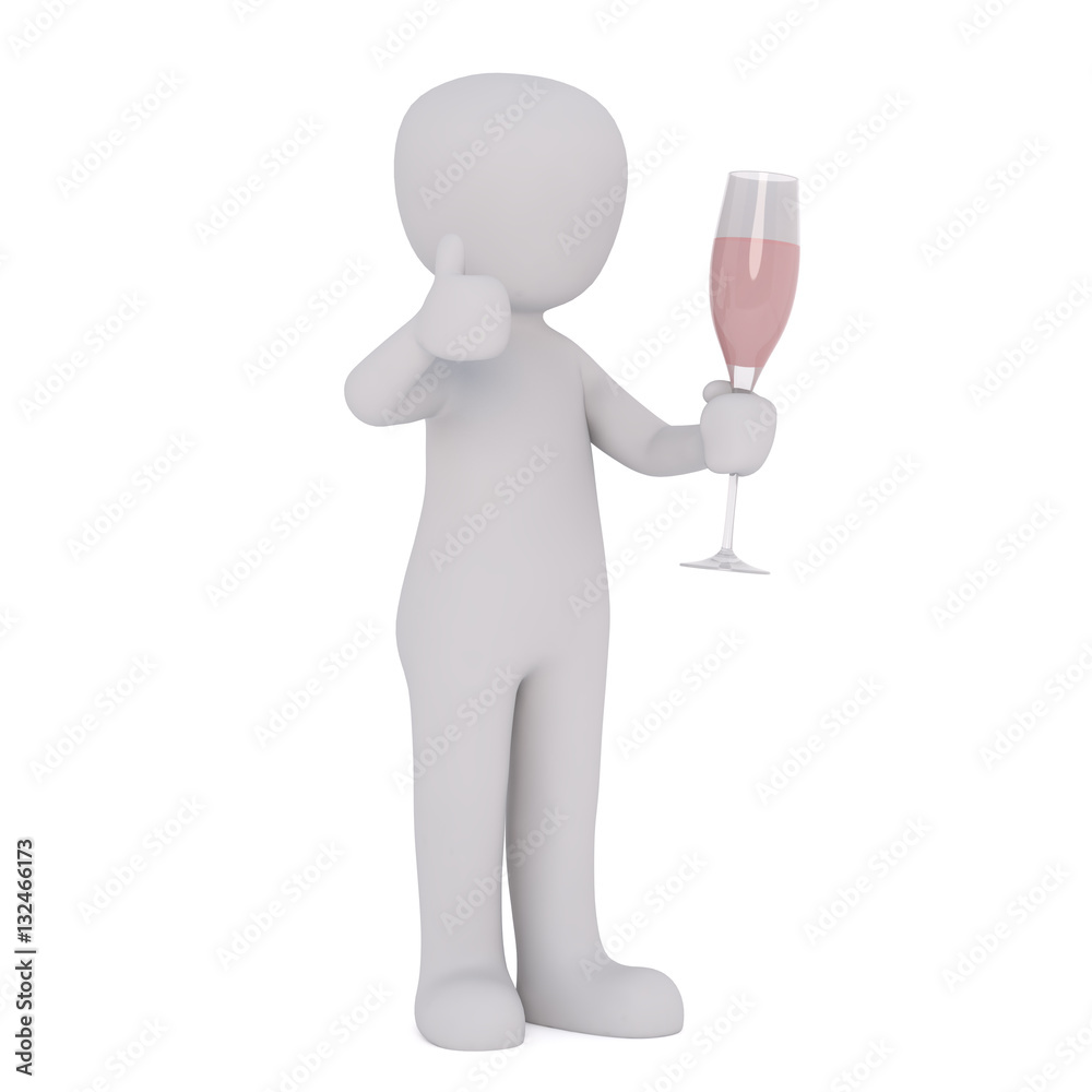 Cartoon Figure Holding Champagne Flute Cartoon Figure Holding Champagne Flute