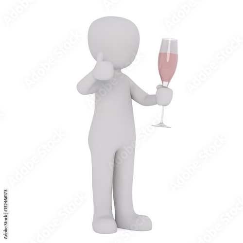 Cartoon Figure Holding Champagne Flute