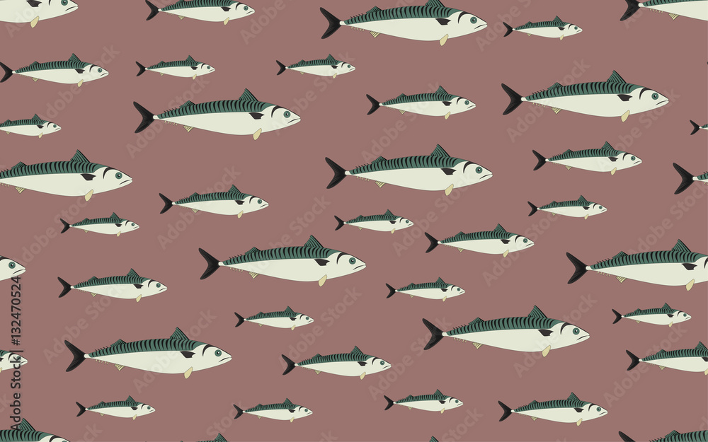Seamless pattern mackerel fish, vector Seamless pattern mackerel fish, vector