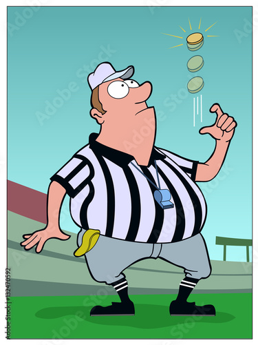 Coin Flip / A referee flips a coin before a game