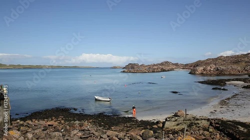 Fionnphort beach Isle of Mull Scotland UK near Iona island pan