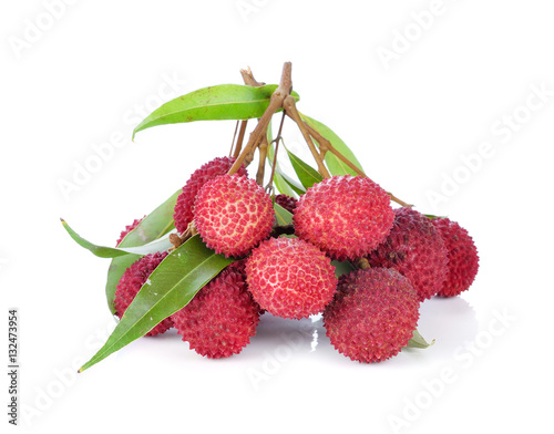 Fresh lychees isolated on white