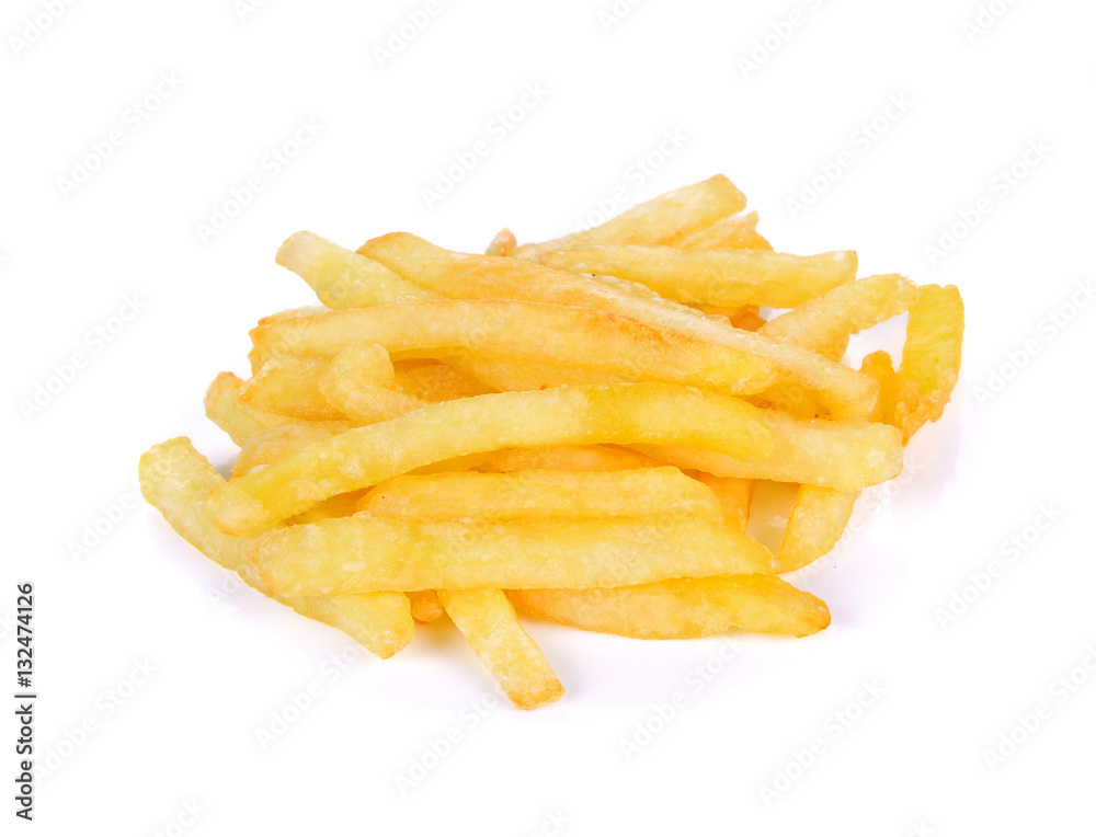 pile of french fries on a white background pile of french fries on a white background