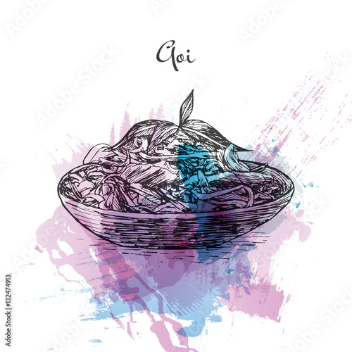 Goi watercolor effect illustration.
