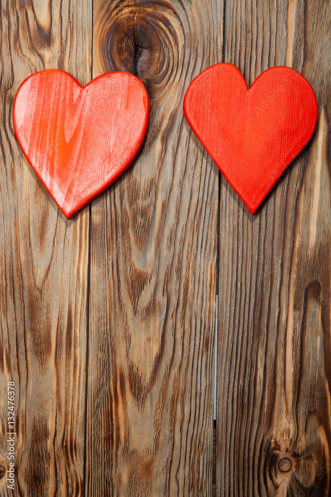 Holidays gift and heart on wooden rustic background. Valentines day Holidays gift and heart on wooden rustic background. Valentines day