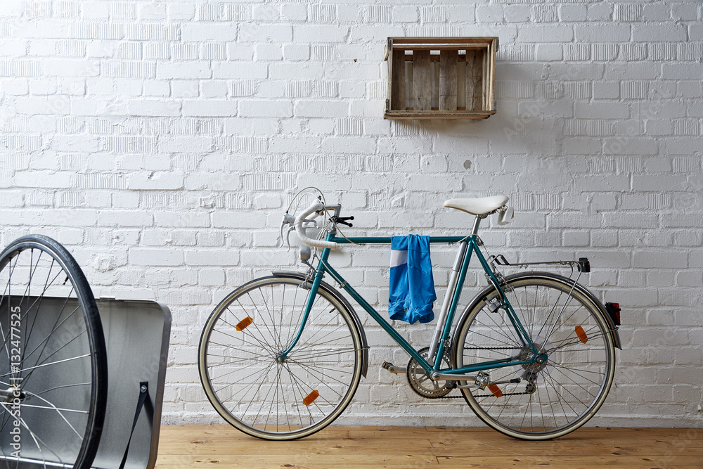 vintage bicycle in whitebrick studio