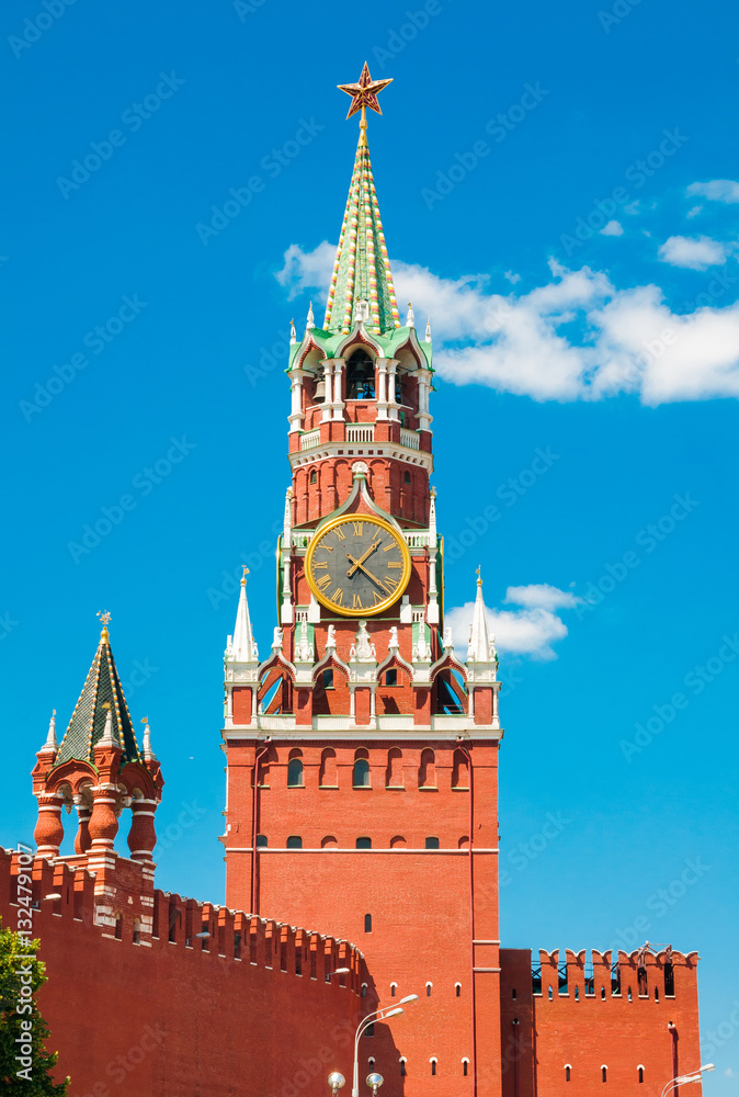 Hours on the Spassky tower of Moscow Kremlin, Russia