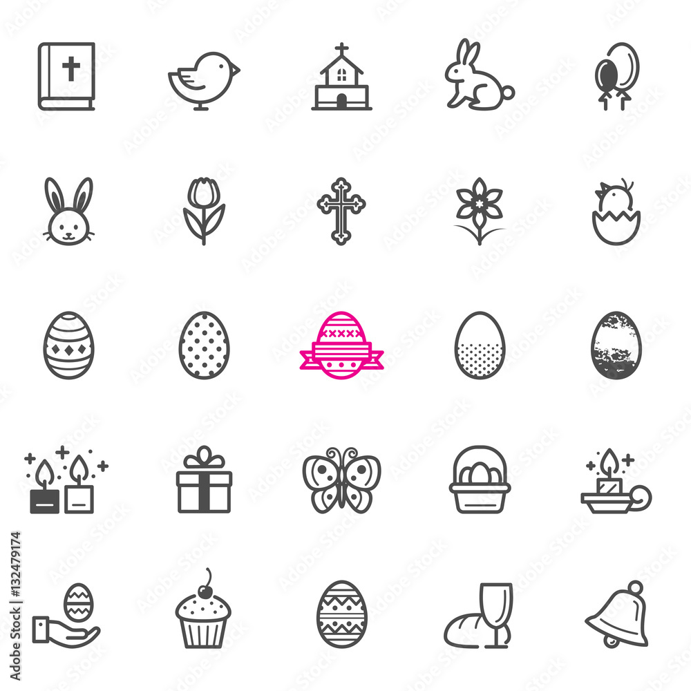 Easter icons with White Background Easter icons with White Background