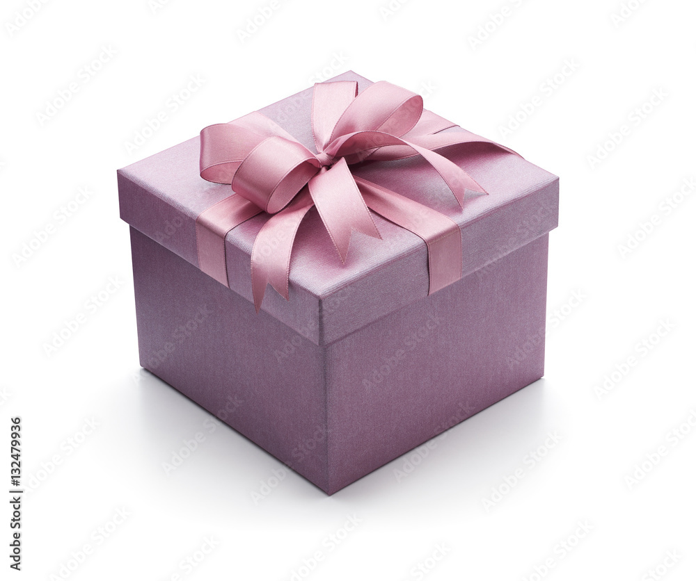 Fototapeta premium Purple Gift Box Isolated on White