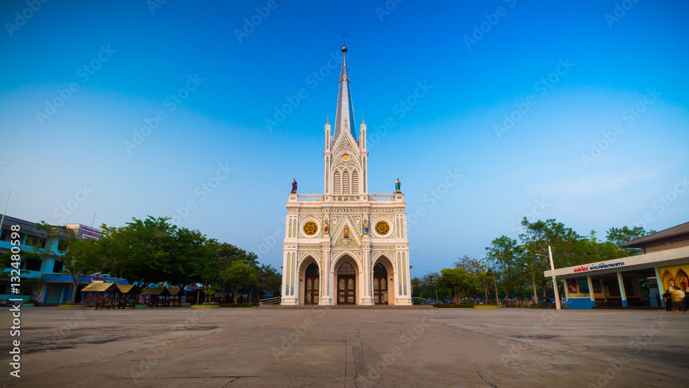 Gothic church in twilight time, Thailand