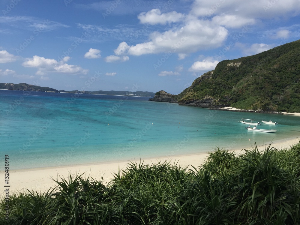 Tropical paradise water and coral cay, Okinawa, Japan