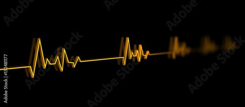 3d Illustration of Equalizer, or electrocardiogram with fluctuations in heart shape