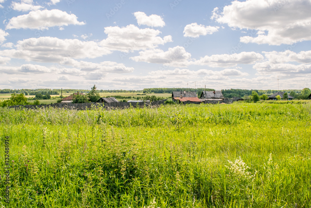 Russian rural village landscape