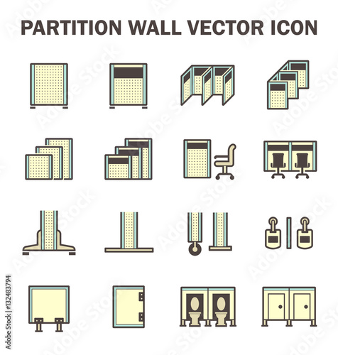 Vector icon of partition wall or divide space equipment isolated on white background.