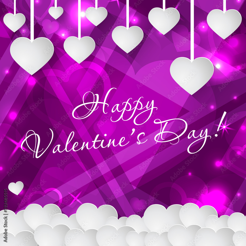 Happy Valentine's day Greeting Card with Hearts and space for text. Vector Background