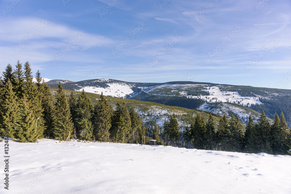 Winter landscape of the giant mountain in czech republic