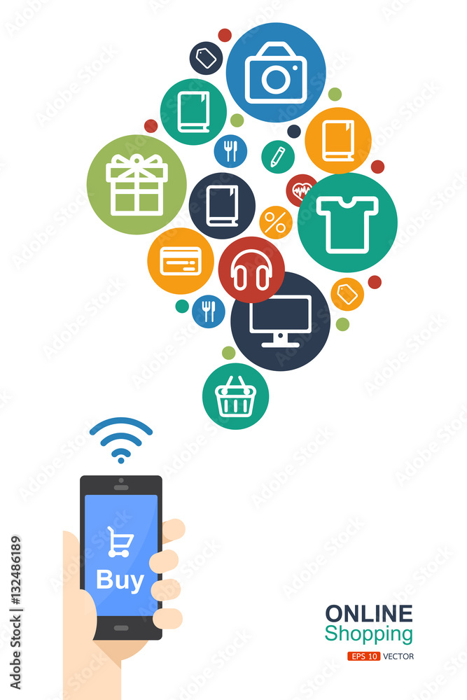 Concept design, mobile Online shopping, Vector EPS 10