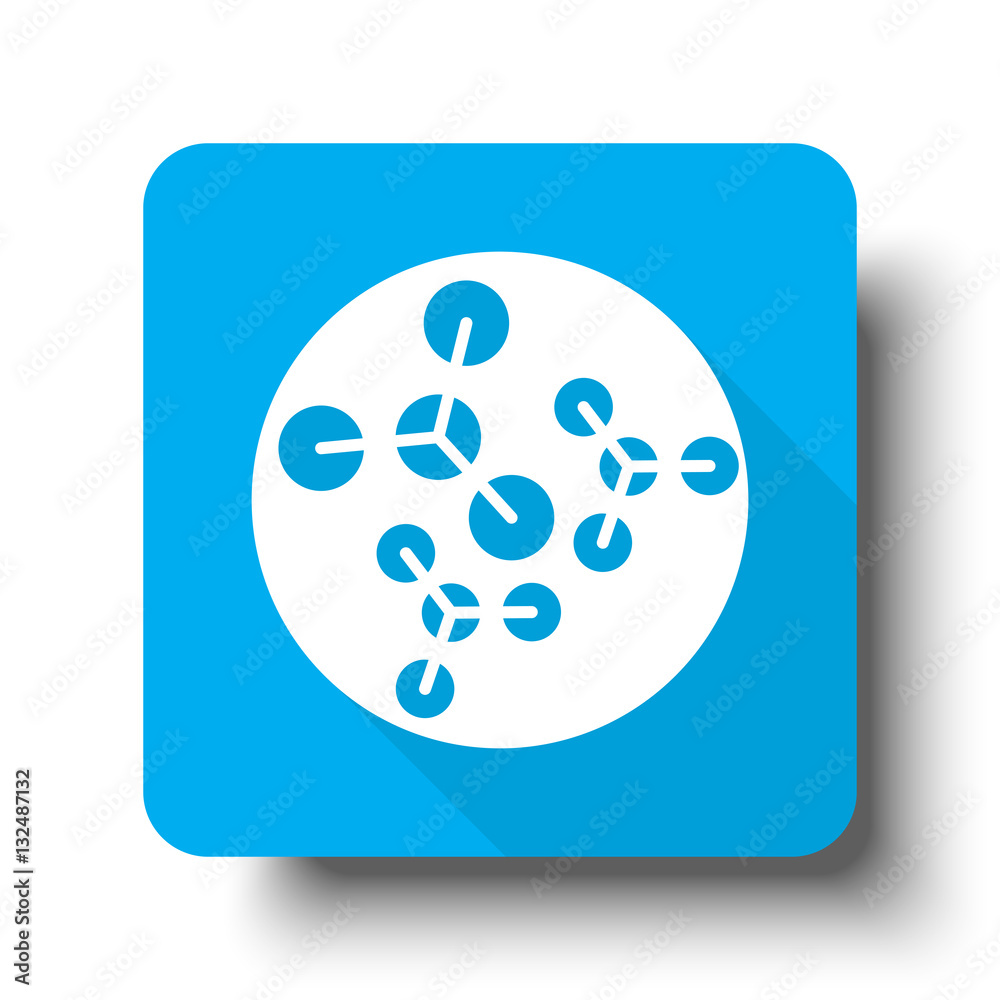 White Molecules icon on blue web button White Molecules icon on blue web button
