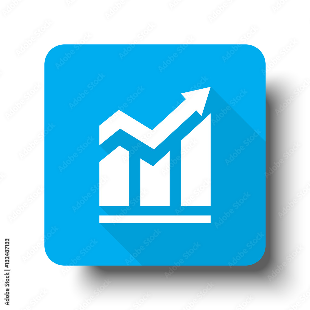 White Trend icon on blue web button White Trend icon on blue web button
