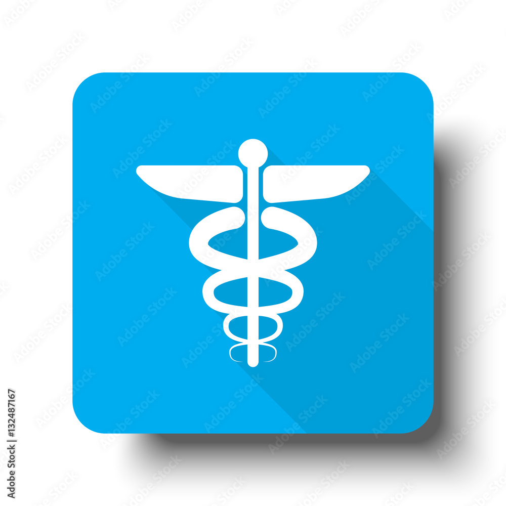 White Medical Symbol icon on blue web button White Medical Symbol icon on blue web button