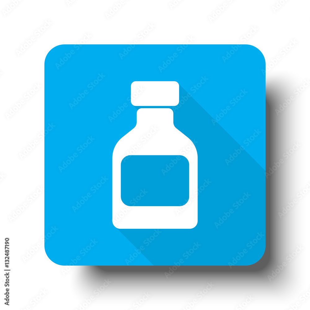 White Medicine Bottle icon on blue web button White Medicine Bottle icon on blue web button